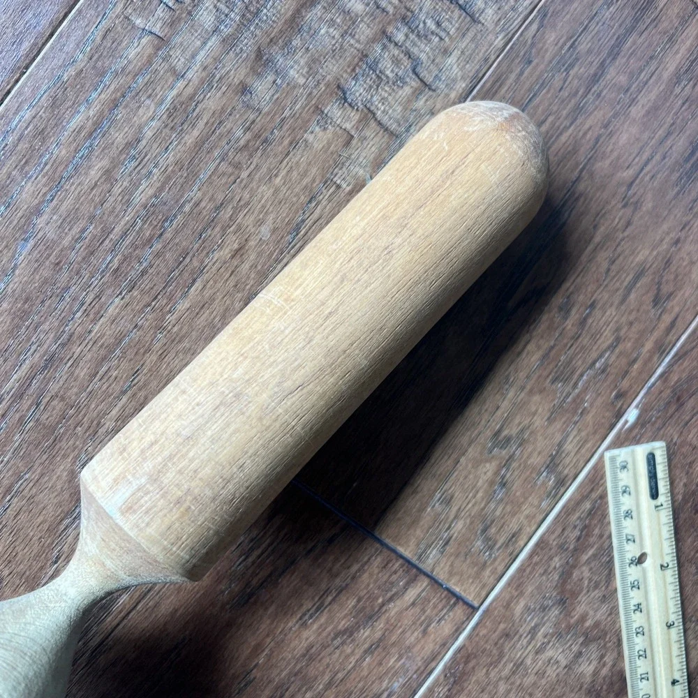 Vintage Wooden Pestle Masher Solid Hard Wood Kitchen Utensil